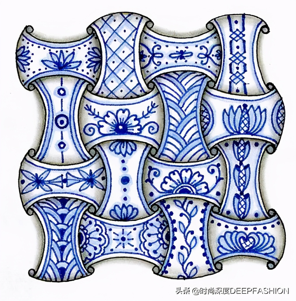 中国传统纹样“之”青花纹样