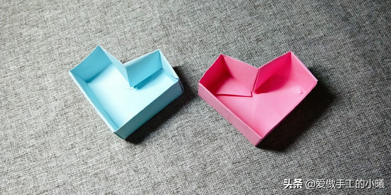 稻草鱼姐姐手工爱心收纳盒,爱心形的收纳盒带折叠盖子