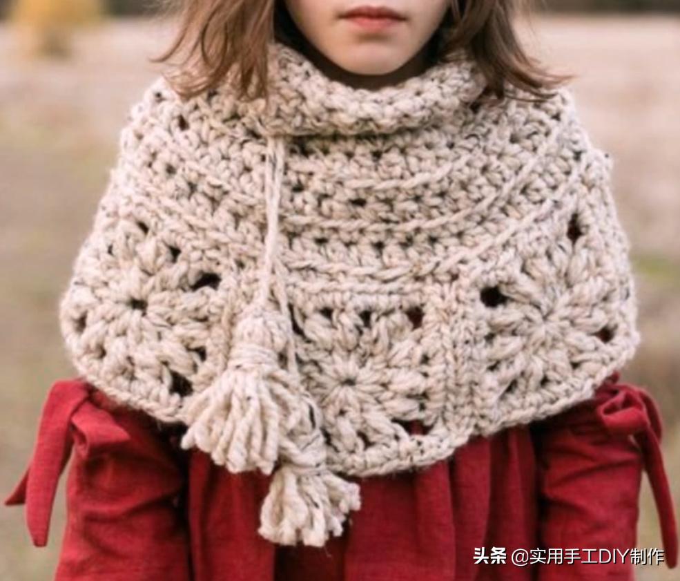 新款针织秋冬宽松披肩怎么织,针织中长款披肩