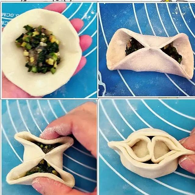 韭菜鸡蛋饺子花样包法图片,饺子多种花样包法图解
