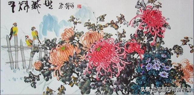 菊花花卉国画100幅临摹,梅兰竹菊花国画300幅