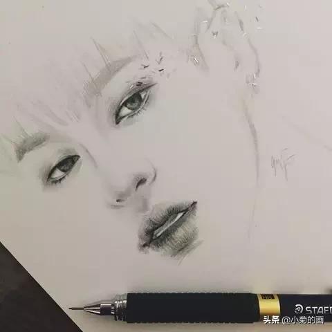 一眼就看出来的明星素描,这些明星的双眼皮好美