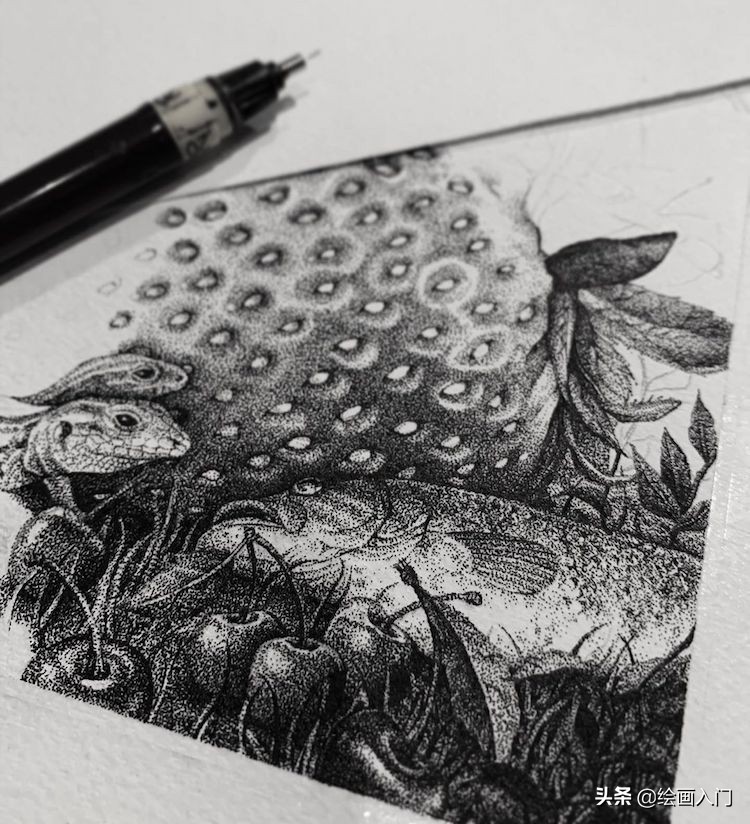 这些精美的黑白点绘插画，竟是纹身，如同复古的石版画一般美丽