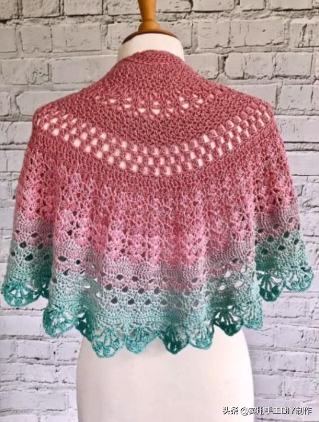 新款针织秋冬宽松披肩怎么织,针织中长款披肩