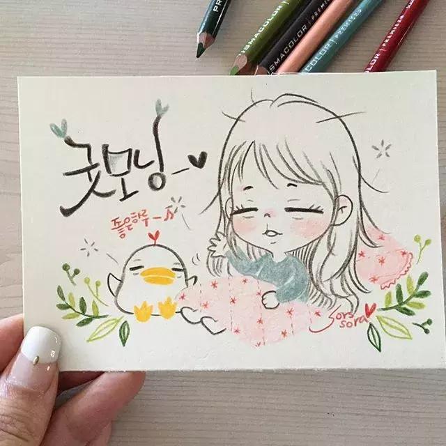 彩铅画古风人物简笔画,彩铅荷花简笔画几分钟就能学会