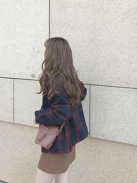 毛呢香风短款外套女秋冬最新款,中款毛呢外套穿搭短款