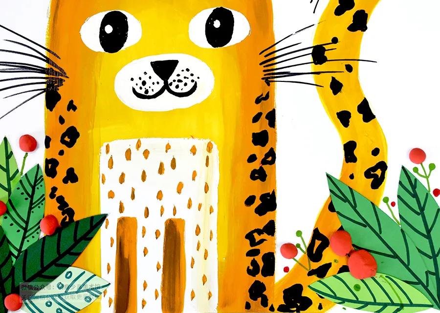 儿童画教程|艺术创想美术课程《森林里的小花豹》