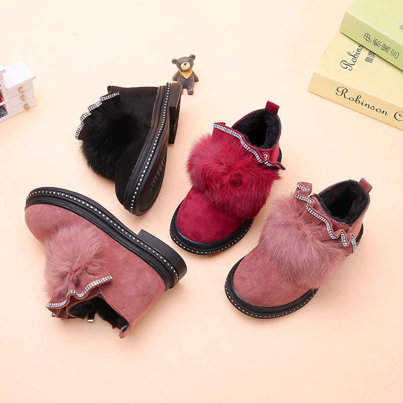 「童鞋」儿童加绒时尚保暖短靴/090081