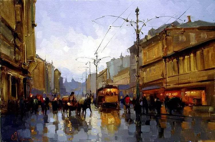 油画风景画氛围感,欧洲城市风景油画