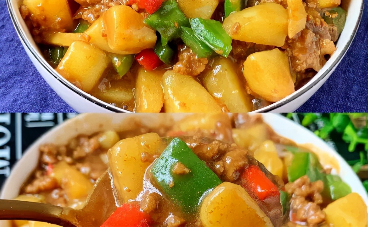 谢娜在家中给女儿做辅食,谢娜土豆烧排骨