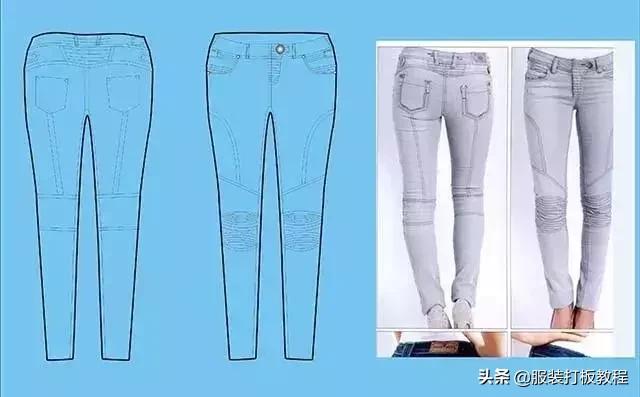 低腰牛仔裤结构设计,低腰微喇牛仔裤裁剪图解