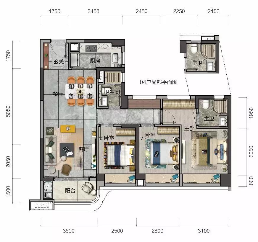 珠海前海后花园别墅,中海星筑97平户型图