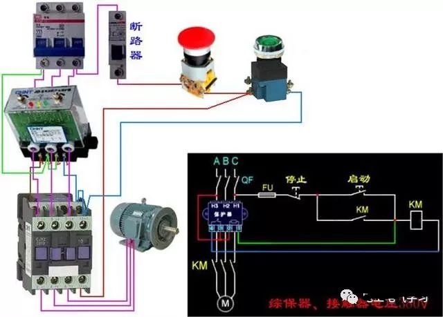 费控电表外置断路器接线图,脱扣断路器接线图带三相电表