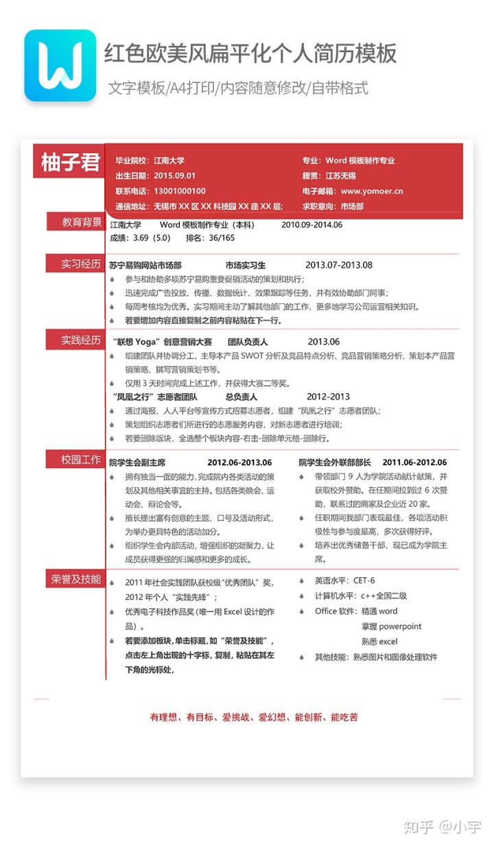 一份完整的个人简历模板word下载,100套精选简历模板一次性送给你