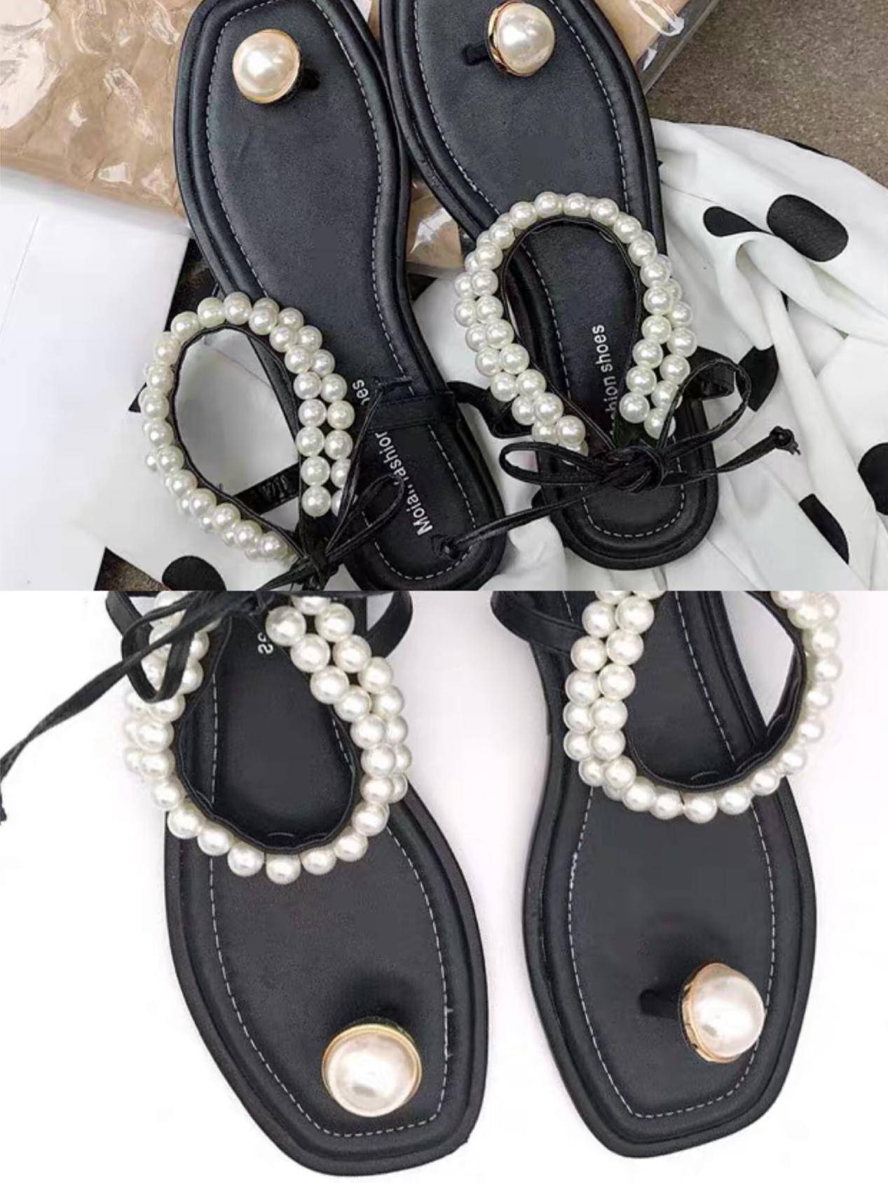 百搭高端鞋小巧玲珑精致优雅高贵,优雅珍珠点缀的渔夫鞋