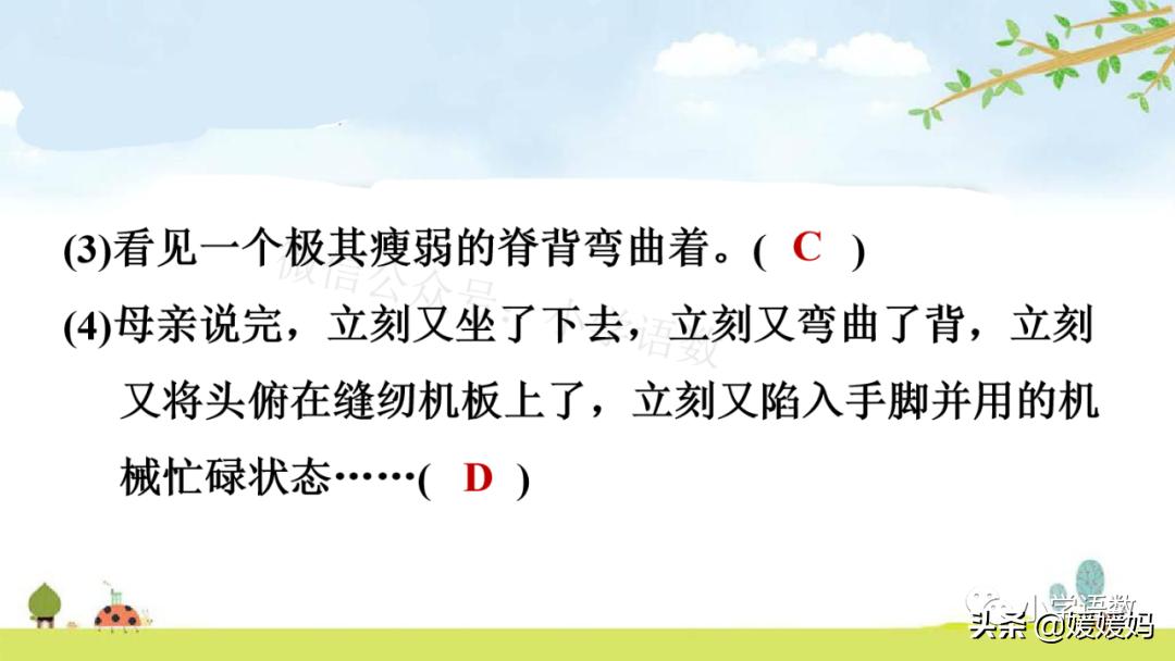 五年级上册练习册第18课慈母情深,五年级第18课慈母情深课文结构图