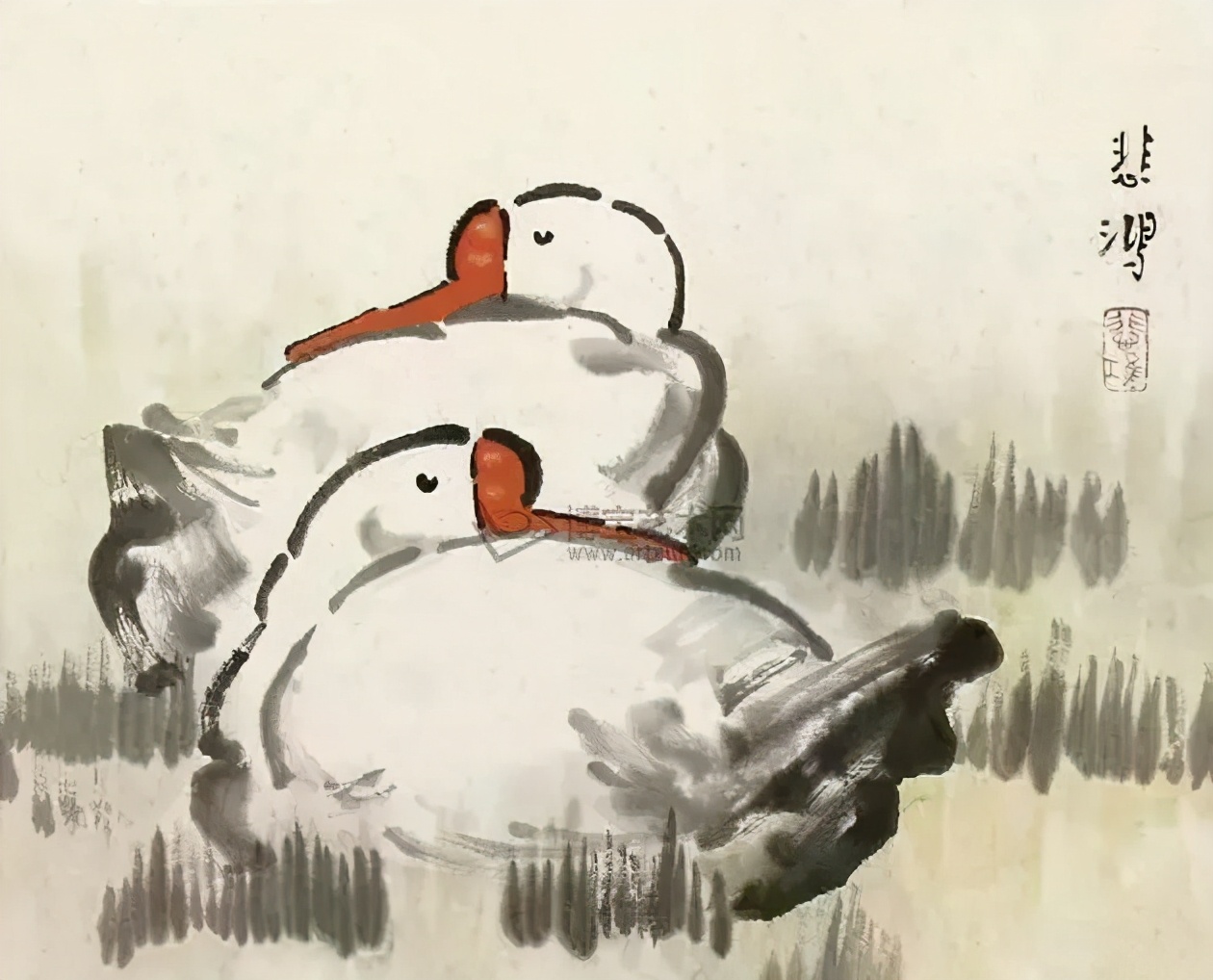 写意鹅国画图片,朱雪娥国画100幅