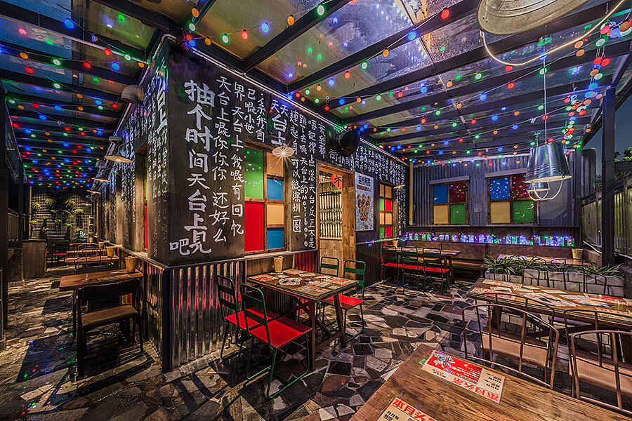 独栋烤肉店装修设计案例,金水区烧烤店装修设计公司