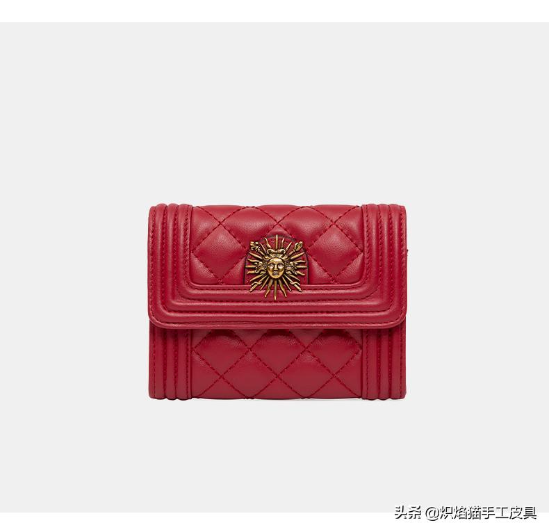 太阳神复古菱形格零钱包