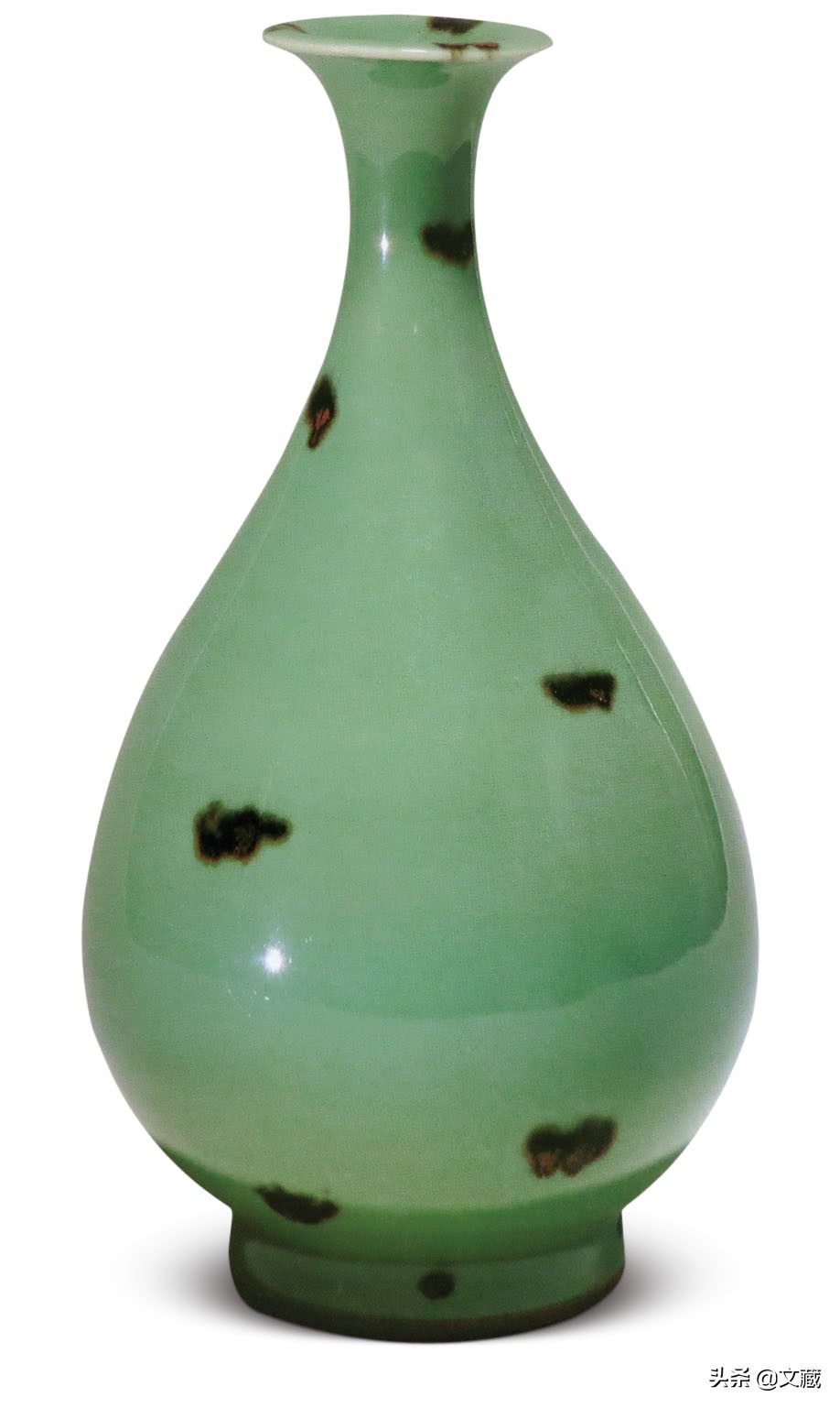 元代龙泉釉特征,元龙泉窑青瓷褐斑点彩玉壶春瓶