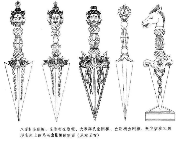 18世纪铜鎏金金刚杵,金刚橛钺刀