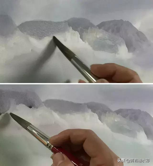 水彩画山风景入门,远山画法入门教程
