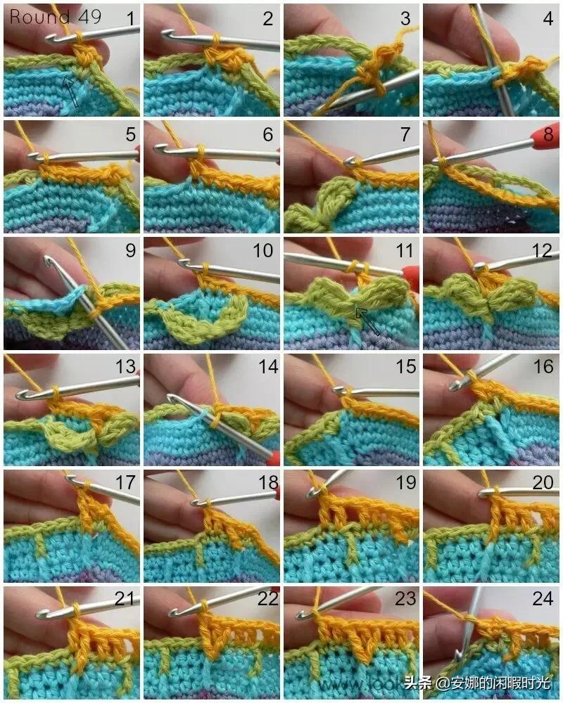 曼陀罗毯子编织教程,苏菲花园曼陀罗毯子钩法高清图解