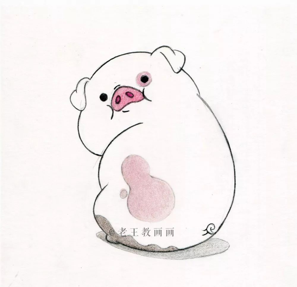 动物简笔画可爱卡通呆萌小猪,教人画简单的小猪