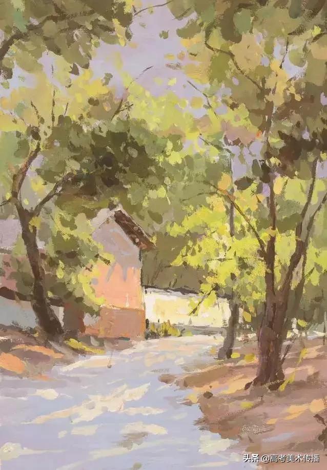 设计色彩水粉优秀作品图片,太行山风景水粉写生临摹简单