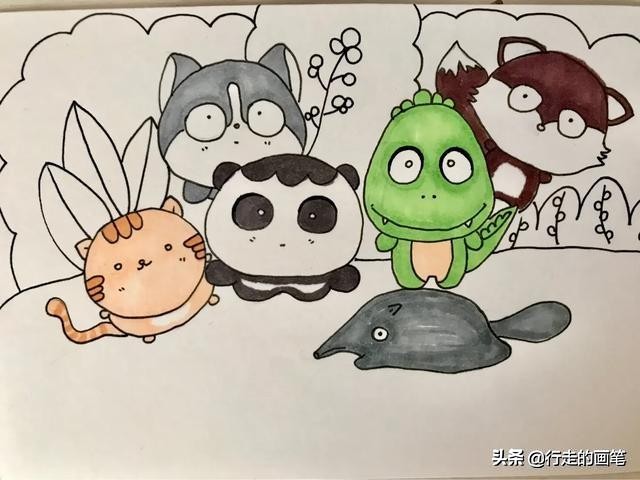 怎么用马克笔画各种各样的小动物,马克笔手绘简单又漂亮的小动物