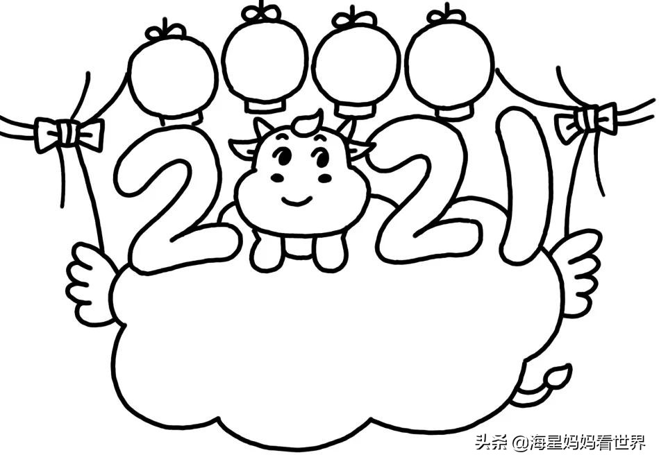 用水彩画新年贺卡鼠年,新年简笔画大全水彩画