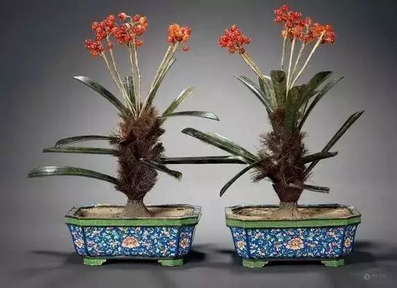 故宫里的玉石盆景,故宫景泰蓝盆景欣赏