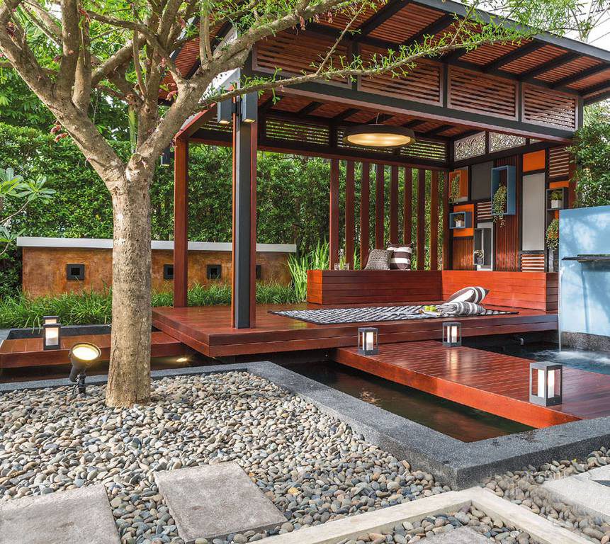 庭院景观亭子布局,10个带有凉亭的庭院设计实景图