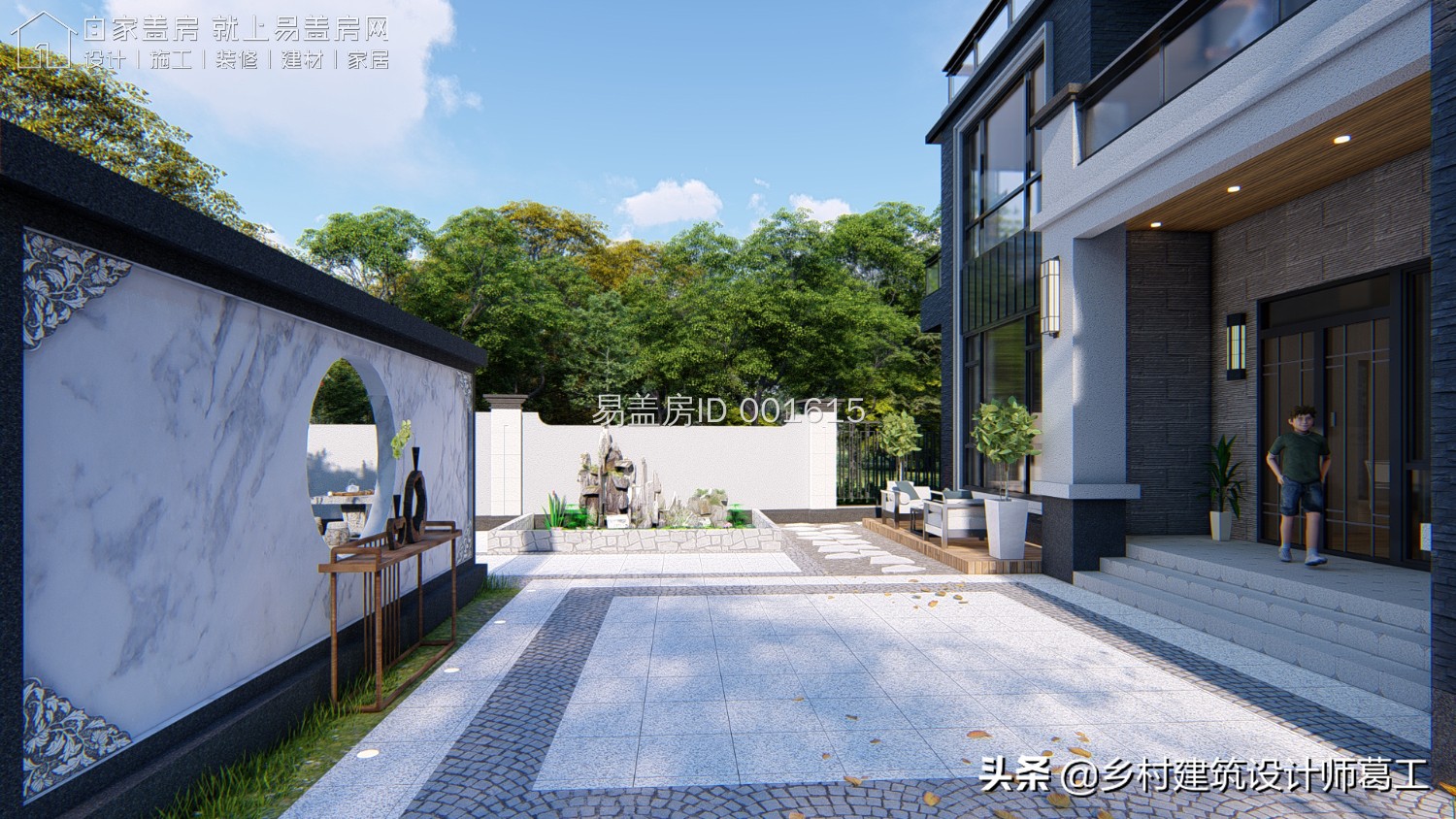 西向现代风三层别墅,现代风2间三层带院子别墅