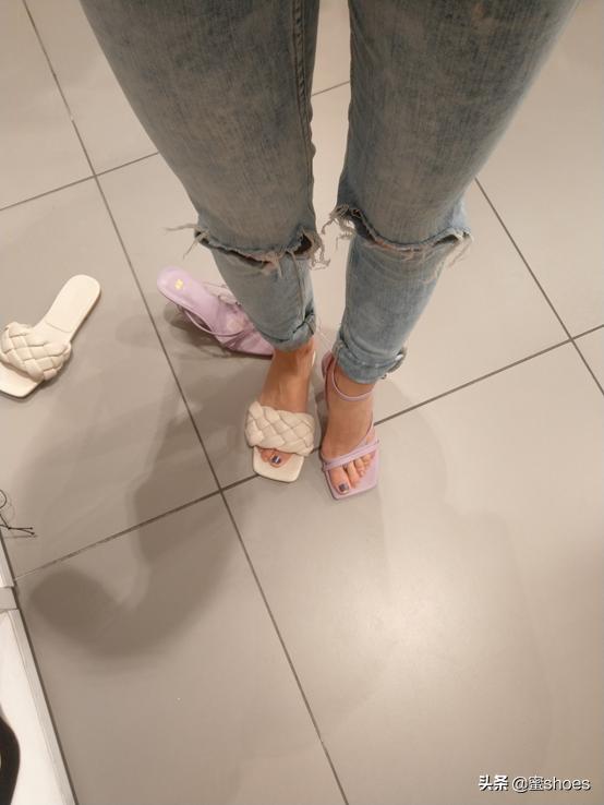 5公分凉鞋新款带拉链,hm粉凉鞋