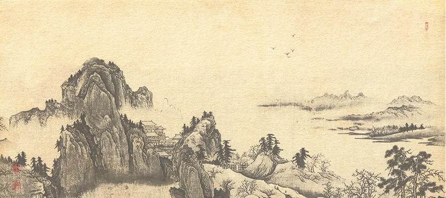 儿童水墨风景画入门简易范画,一起画多彩的儿童山水风景画