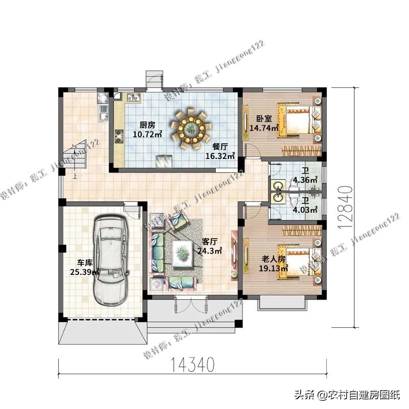 二层带车库露台农村别墅,带车库的二层农村小别墅实景房