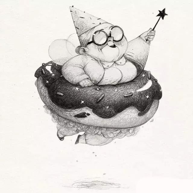 画动漫人物黑白插画素描,超级可爱的素描画