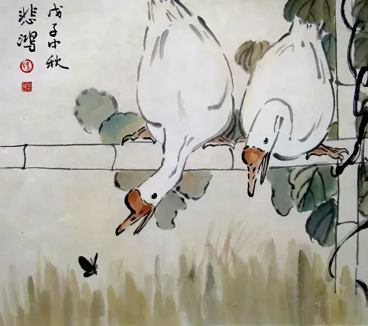 国画名家画鹅欣赏,国画大师画鹅视频