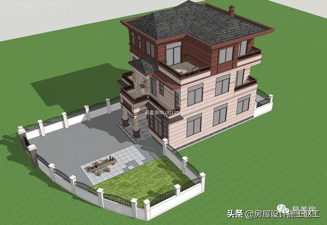 农村自建二层法式风格别墅,两层田园风格别墅自建房