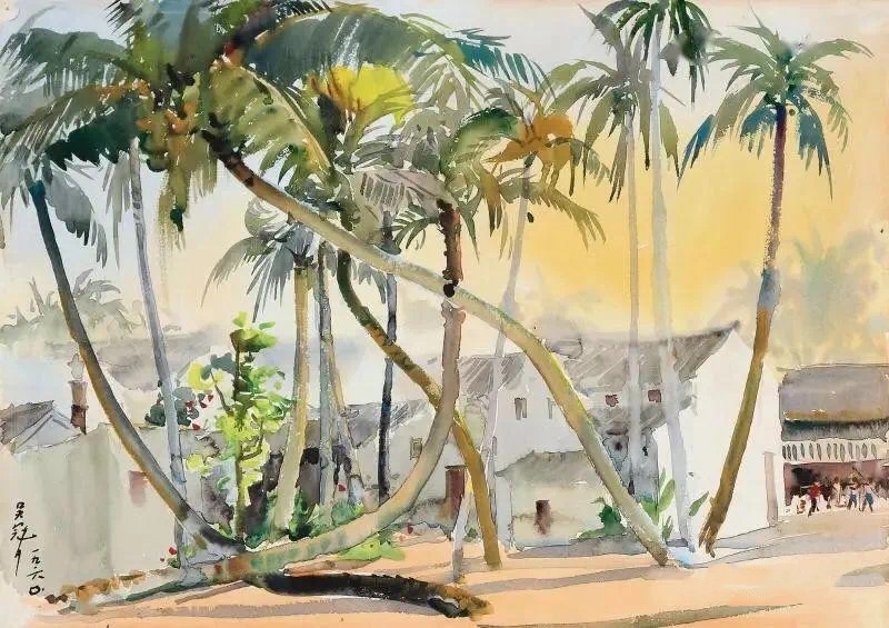 吴冠中水彩风景画,吴冠中水彩作品