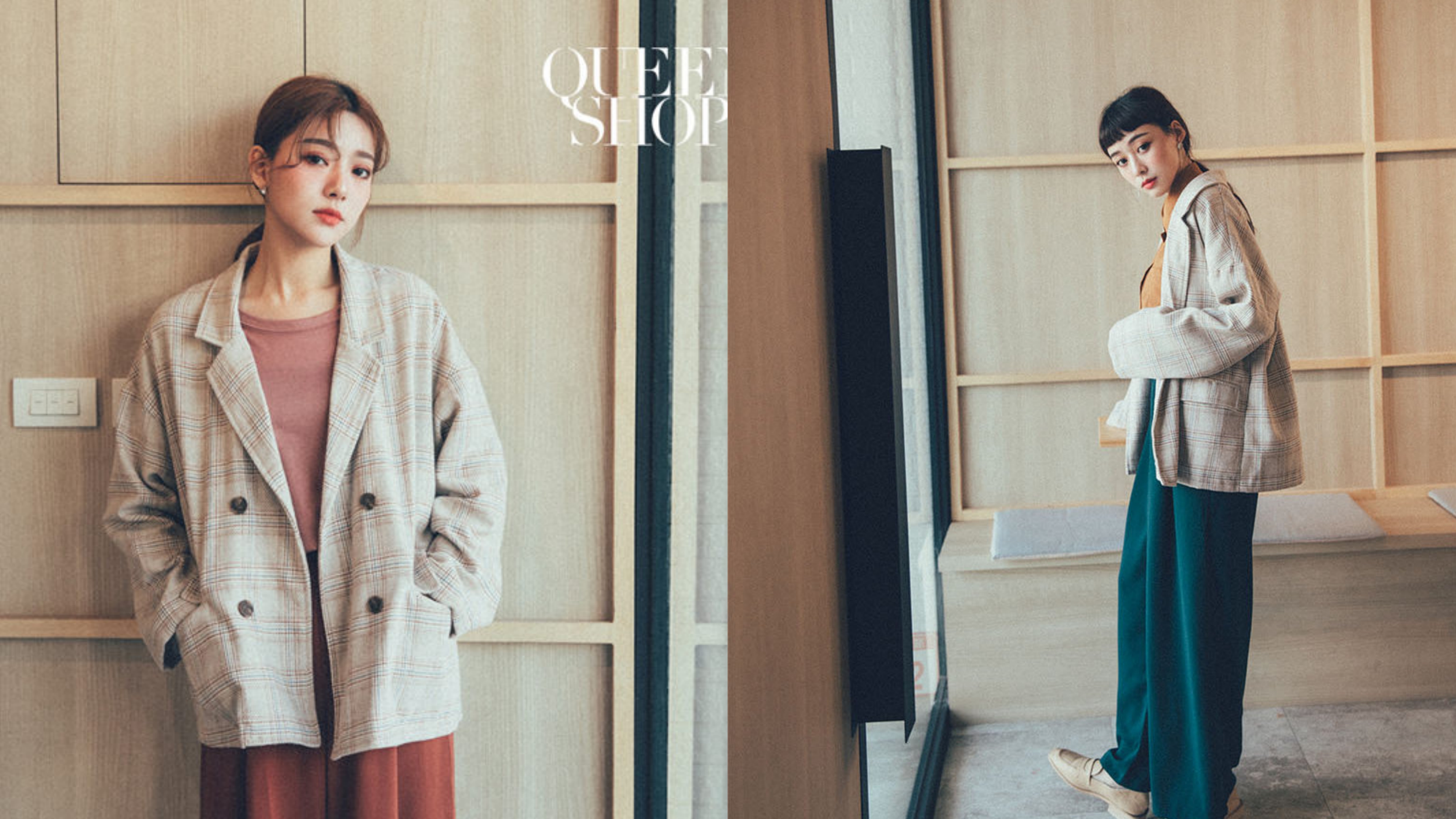 秋冬中长款格子大衣推荐,冬季时尚显瘦格子大衣