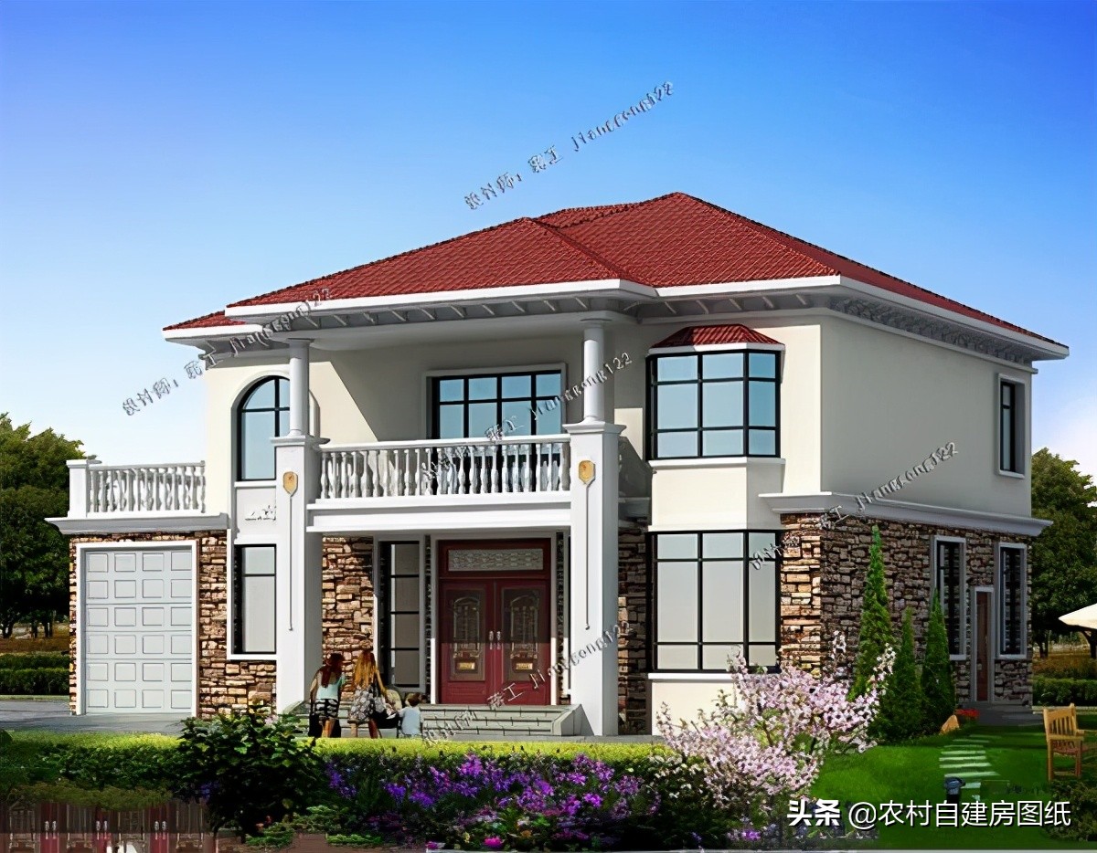 二层带车库露台农村别墅,带车库的二层农村小别墅实景房