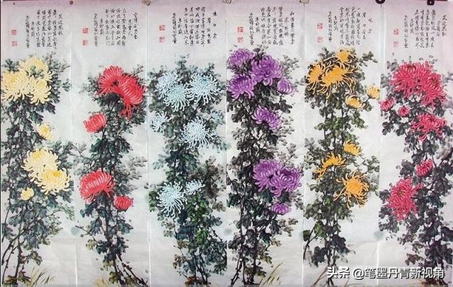 菊花花卉国画100幅临摹,梅兰竹菊花国画300幅