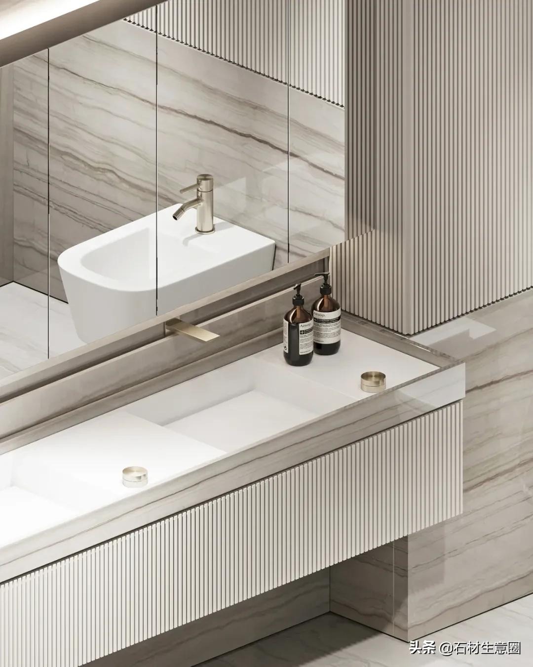 大理石做的浴室柜效果图,极简风格大理石浴室