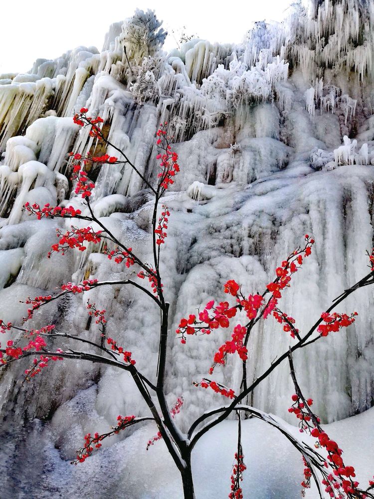 九如山冰瀑打卡,济南九如山绝美冰瀑美图