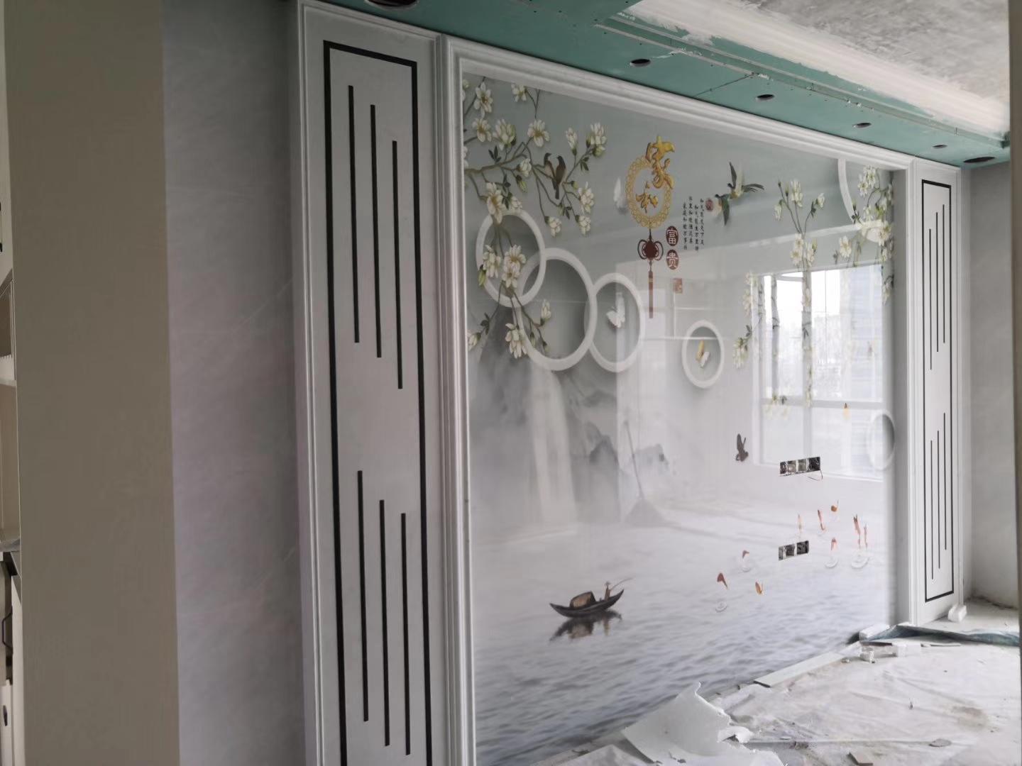 金属线造型电视背景墙,隐形门背景墙加金属线效果