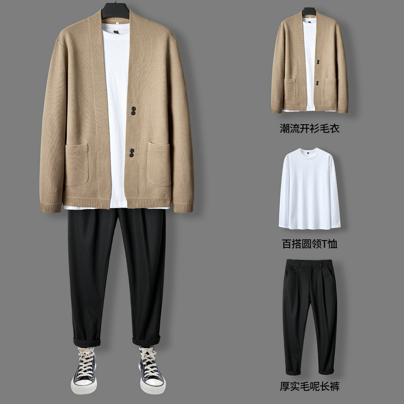 男生穿搭博主秋装搭配黑皮,男生潮流穿搭高级感秋装