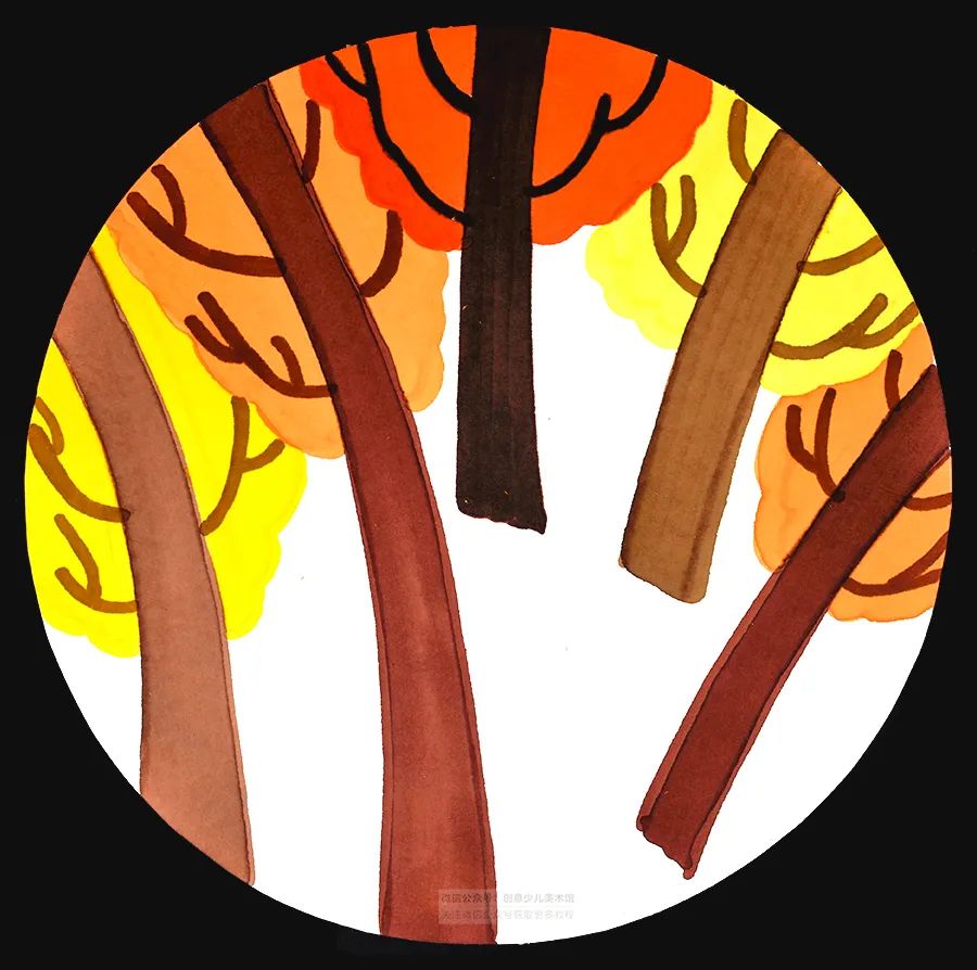 树林画法儿童画,树林的画法儿童画