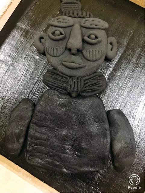 中国风儿童创意黏土卡纸画,超轻粘土作品创意画兵马俑